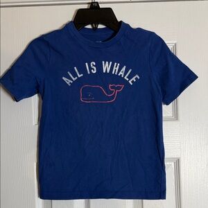 Vineyard Vines Blue Tee with Red Whale Graphic